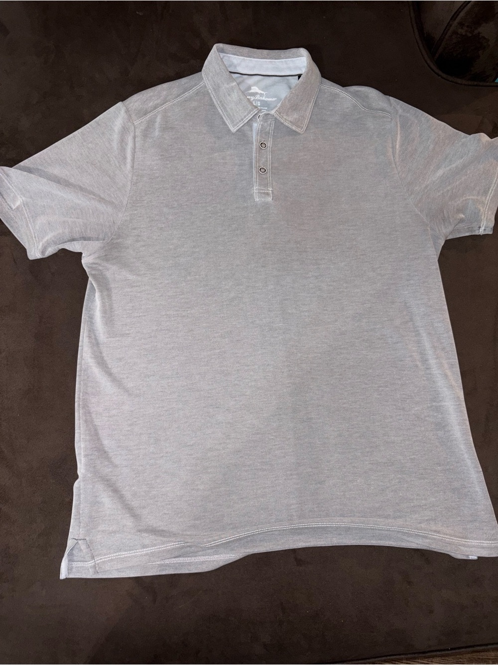 Tommy Bahama Light Gray Short-Sleeve Polo mean size L